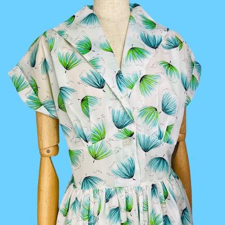 50’s Fan Floral Chiffon Day Dress