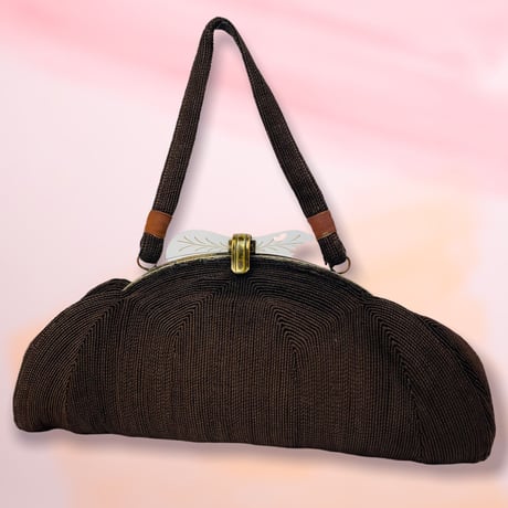 40’s Brown Half Circle Top Handle Bag
