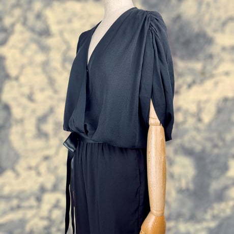 80’s Black Draped Jumpsuit
