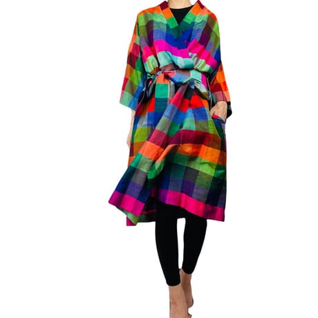 50's ALEXANDER SHIELDS Silk Plaid Duster Coat