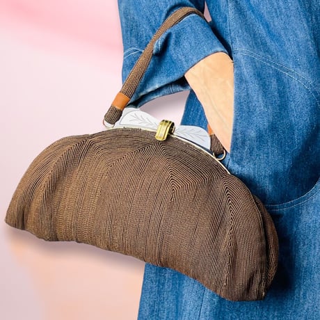 40’s Brown Half Circle Top Handle Bag