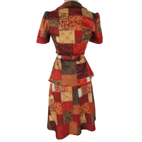 70’s Novelty Patchwork Print Dress Set