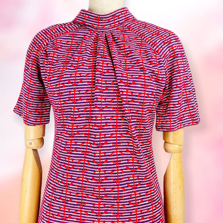 60’s High Neck Anchor Knit Mini Dress