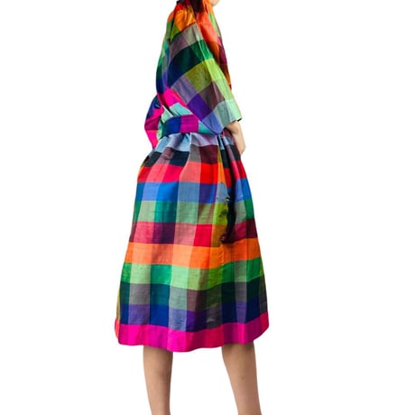 50's ALEXANDER SHIELDS Silk Plaid Duster Coat