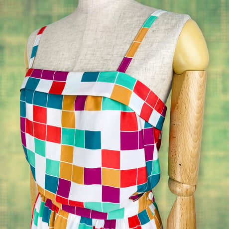 80’s Geometric Multicolor Print Tank and Skirt