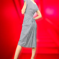40’s Black&White Cotton Gingham Dress