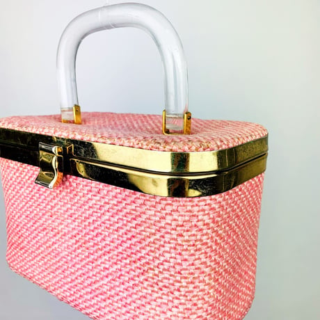 60's Pink Box Bag with Lucite Handle
