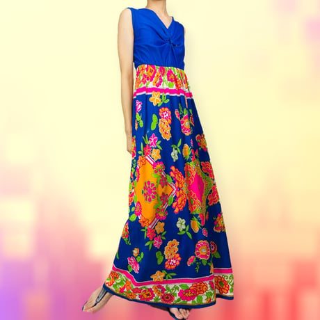 60's Flower Power Maxi Dress