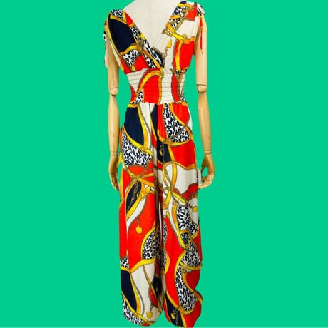70's wide leg printed Jumpsuit silk jersey blend