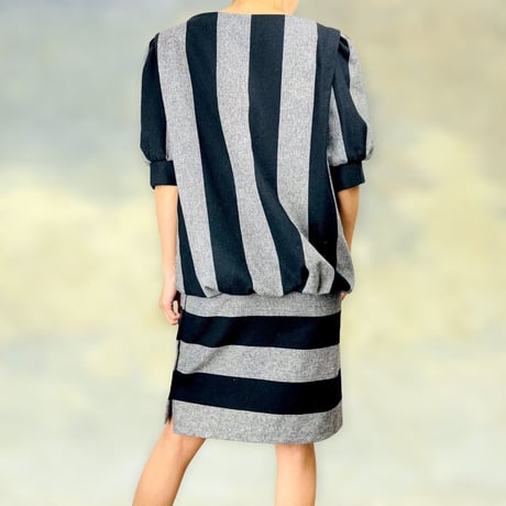 Wool stripe drop waist dress
