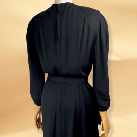 40’s Scallop Trimmed Tiered Ruffle Skirt Dress