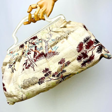 30’s Art Deco Hand Bag With Lucite Handle
