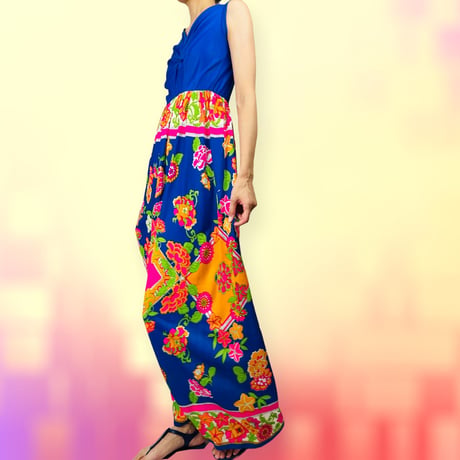 60's Flower Power Maxi Dress