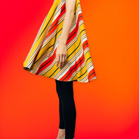 60's Striped Linen Swing Dress