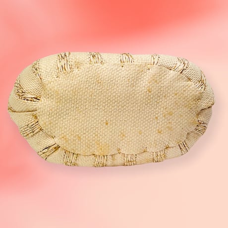 50's Straw Bag with Striped Gold Cello Weaving