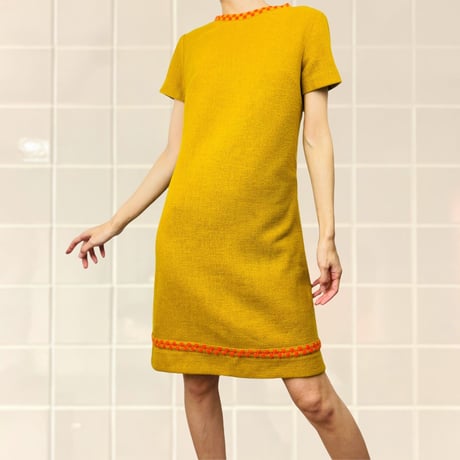 60’s Mod Mustard Yellow Shift Dress