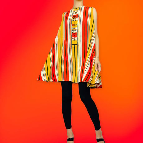 60's Striped Linen Swing Dress