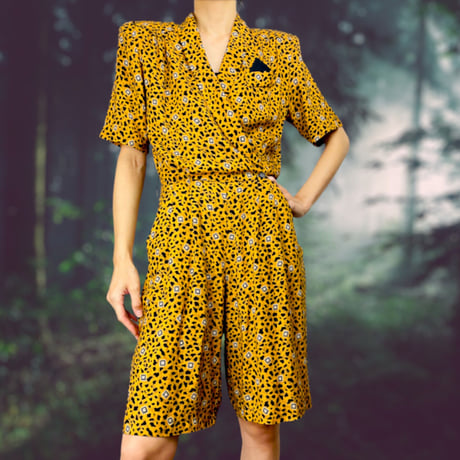 80’s Double Breasted Leopard Print Romper