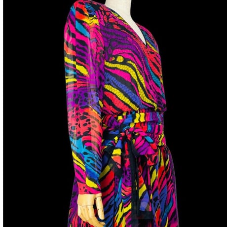 80s Deadstock Animal Print Boho Dress by Diane Freis