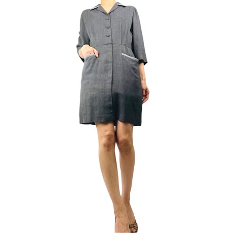 50's Gray Bombshell Shirt Dress