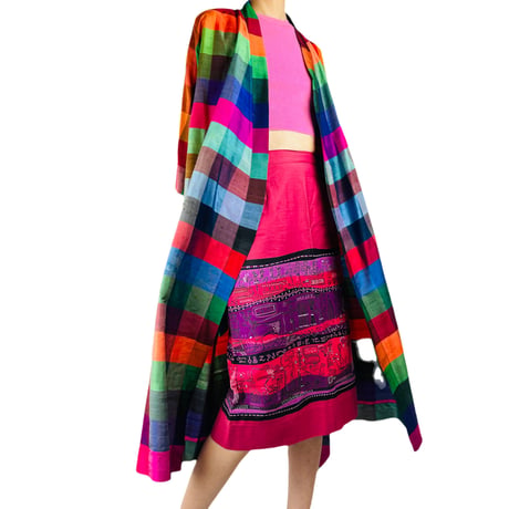 50's ALEXANDER SHIELDS Silk Plaid Duster Coat