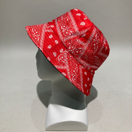 バンダナ柄リバーシブルバケットハット(レッド)