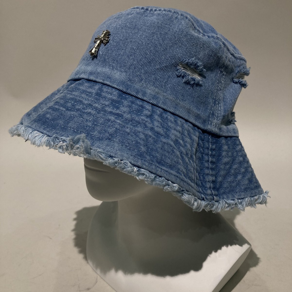 セール【Chloe】コーディネートのアクセントに☆デニム ハット コーデのアクセントに デニムバケットハット 帽子/ハット[品番
