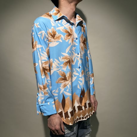 フラワー柄シャツ(ブルー)