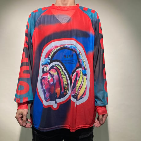 イヤフォン柄レースメッシュTEE L/S