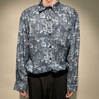 ローズ総柄ポケ付シャツ
