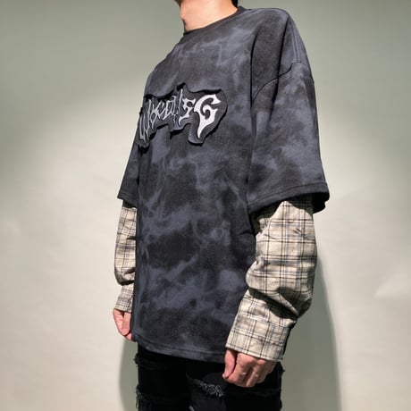 シャツ切り替えムラ染TEE