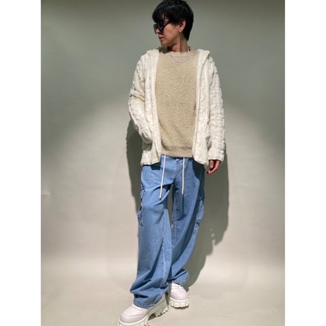クルーシャギーニット(ベージュ)