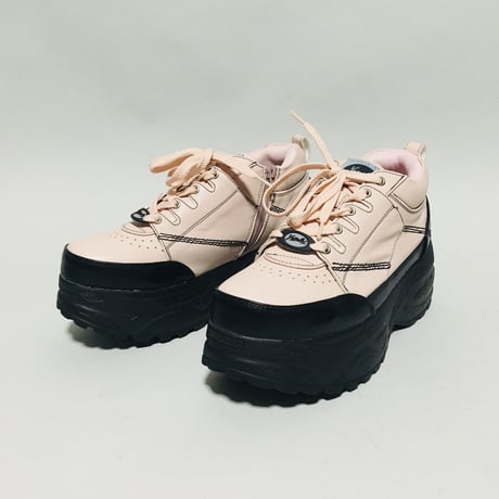 【在庫問い合わせ商品】厚底フラットスニーカー(ブラックピンク)