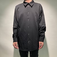 ハトメ&ファスナー切替オーバーシャツ(ブラック)