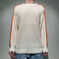 LINEワッフルクルーニット(ベージュ)