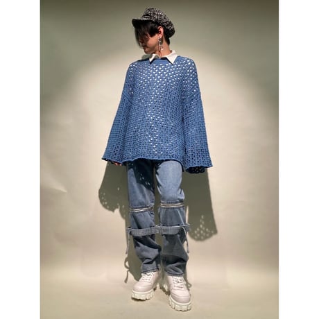 メッシュクルーニット