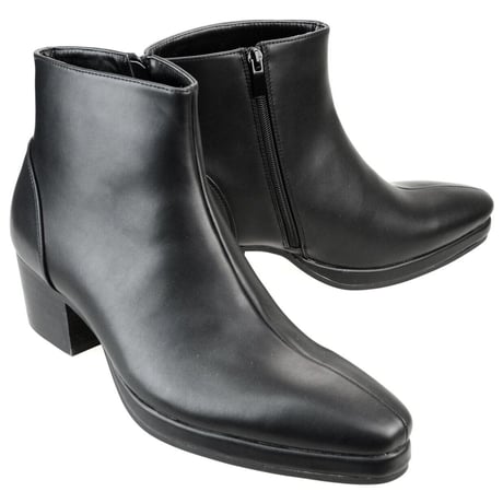 シンセティックレザー ヒールブーツ