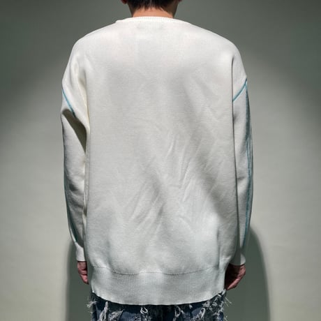ANTIHIDROTIC STITCH配色クルーニットソー(ホワイト)