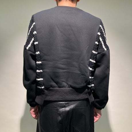 ニット×スウェット切替NEW YORKプリントプルオーバー