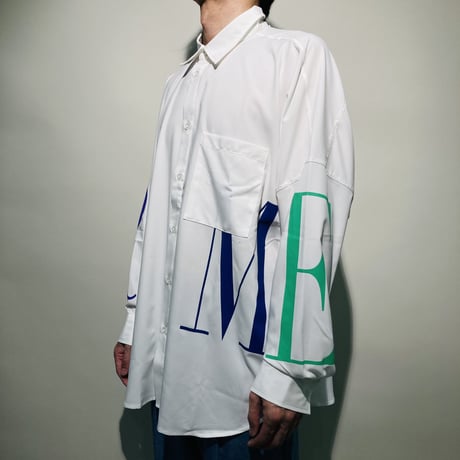 エステルストレッチロゴBIGシャツ(ホワイトマルチ)