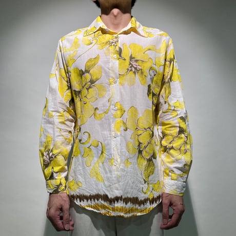ボタニカル柄シャツ(イエロー)