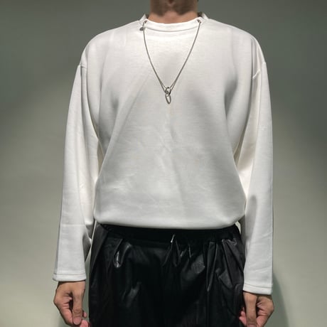 モダール混ポンチネックレスTEE(ホワイト)