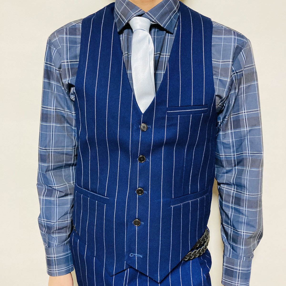 Errico Formicola／ボールドストライプ／ワイドカラー／ネイビー Errico Formicola／ボールドストライプ／ワイドカラー／ネイビー