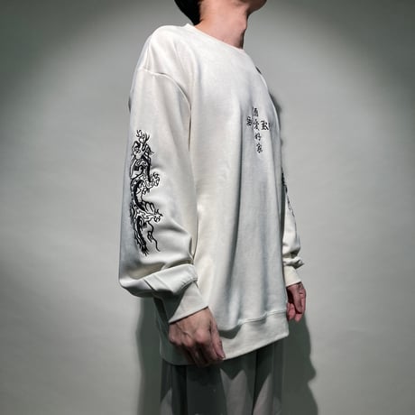 酔虎&酔龍クルーネックスエードL/S(アイボリー)