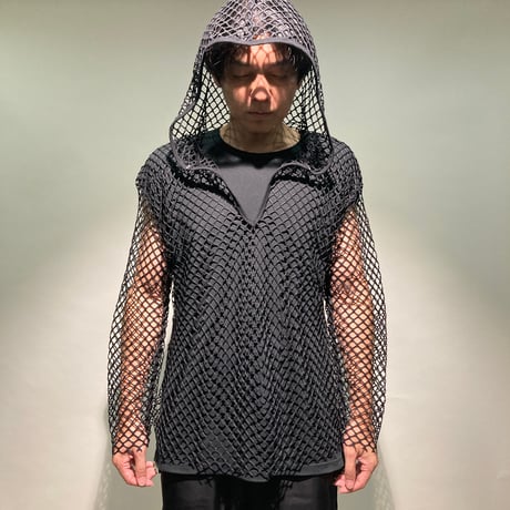 メッシュオーバーパーカー(ブラック)
