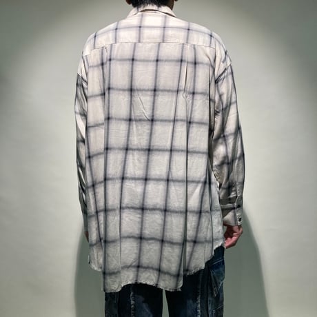 オンブレチェックオーバーシャツL/S(ホワイト)