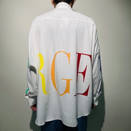 エステルストレッチロゴBIGシャツ(ホワイトマルチ)