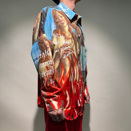 ファイヤーパターン総柄シャツ
