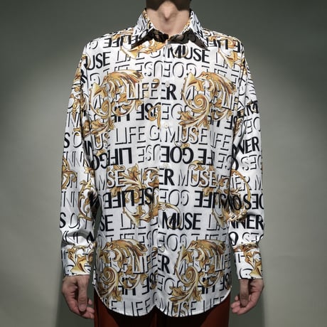 バロック柄総柄シャツ(ホワイト)