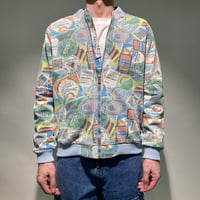 ワッペンプリントボンバーデニムブルゾン